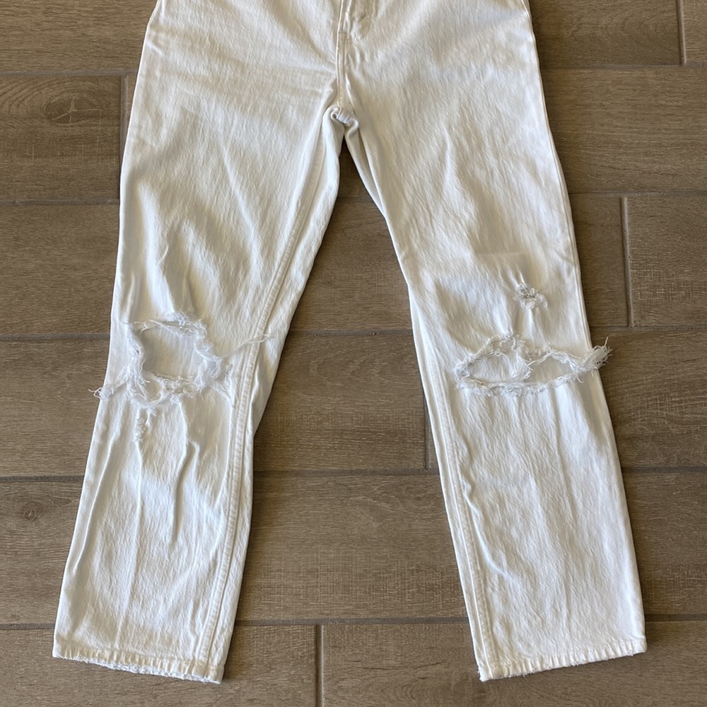 Abercrombie & Fitch White The Ankle Straight Ultra High Rise Jeans Size: 27 - Picture 4 of 6